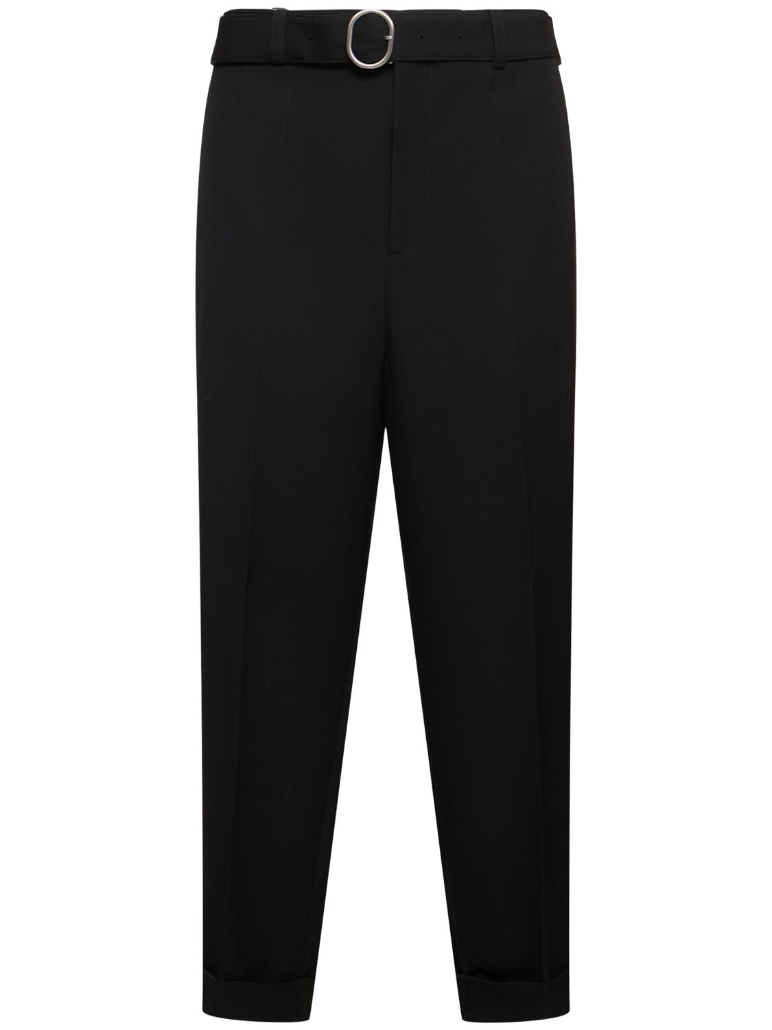 Shop Jil Sander Relaxed Fit Wool Gabardine Cropped Pants In Black