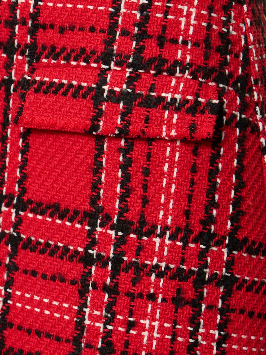 Shop Msgm Tartan Cotton Blend Tweed Skort In Red/black