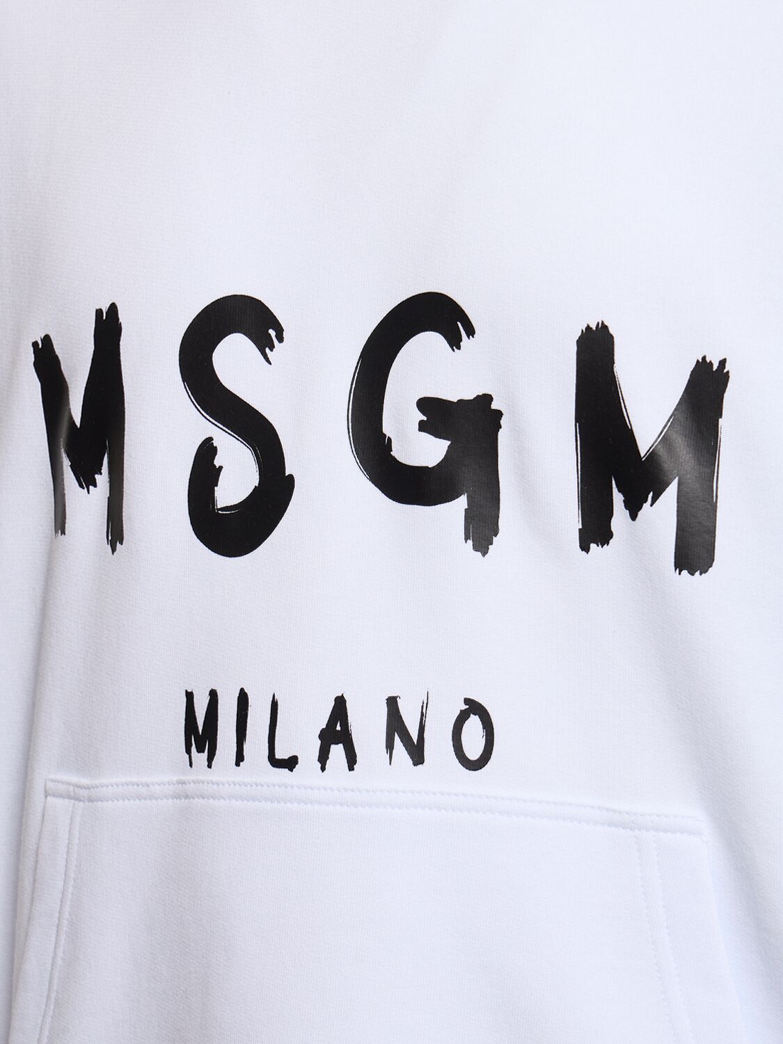 Shop Msgm Regular Fit Hooded Sweatshirt In 白色/黑色