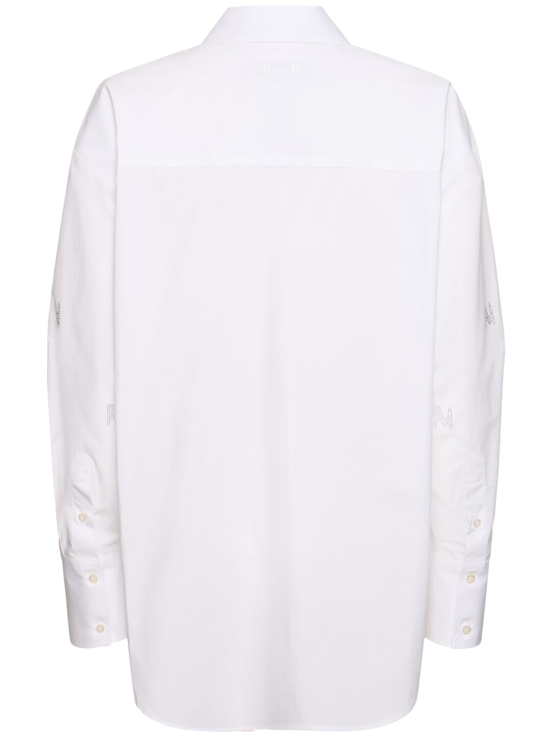 Shop Msgm Cotton Poplin Embellished Shirt In White