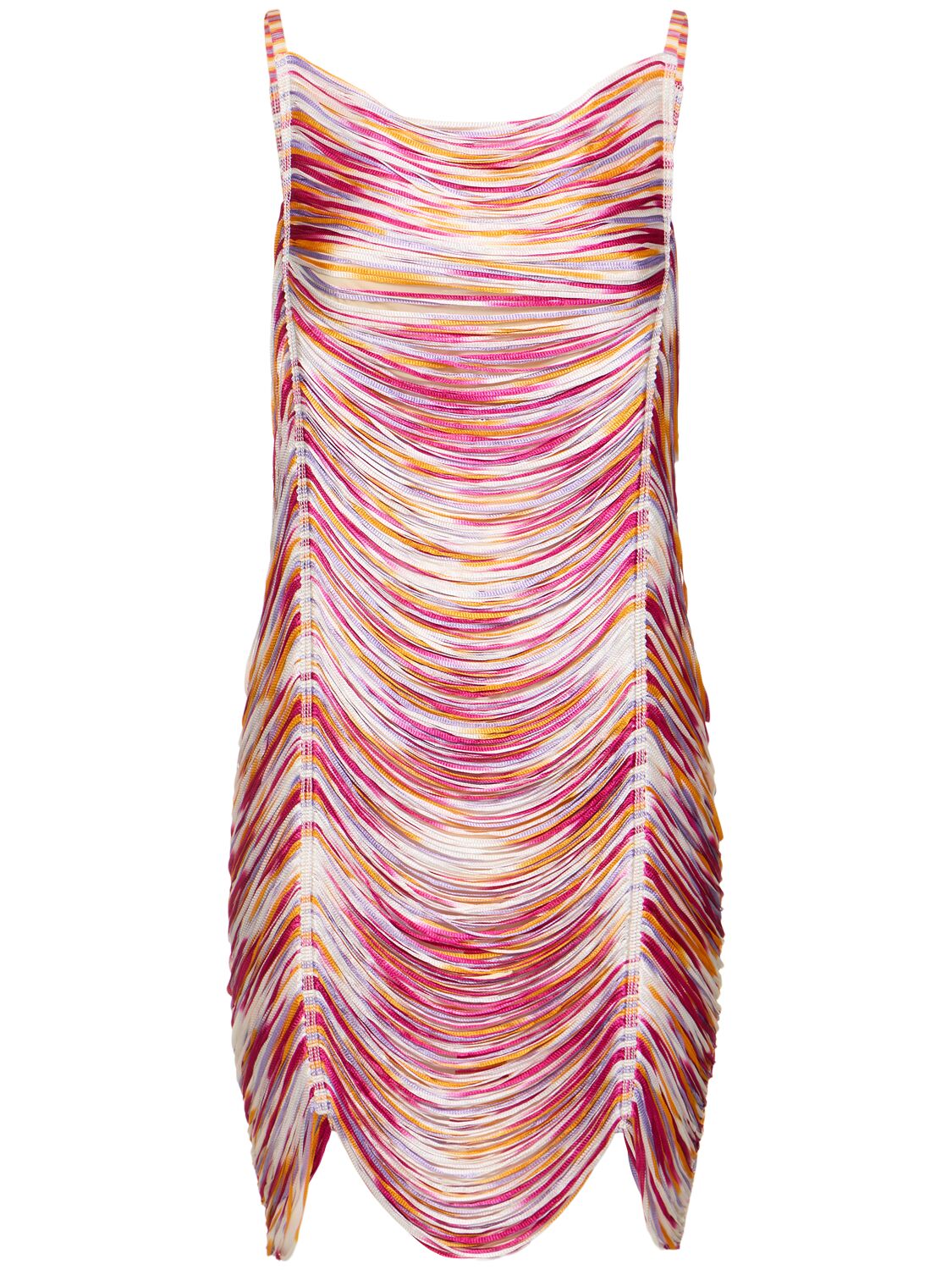 Missoni Space-dyed Fringed Mini Dress In 桃红色/多色