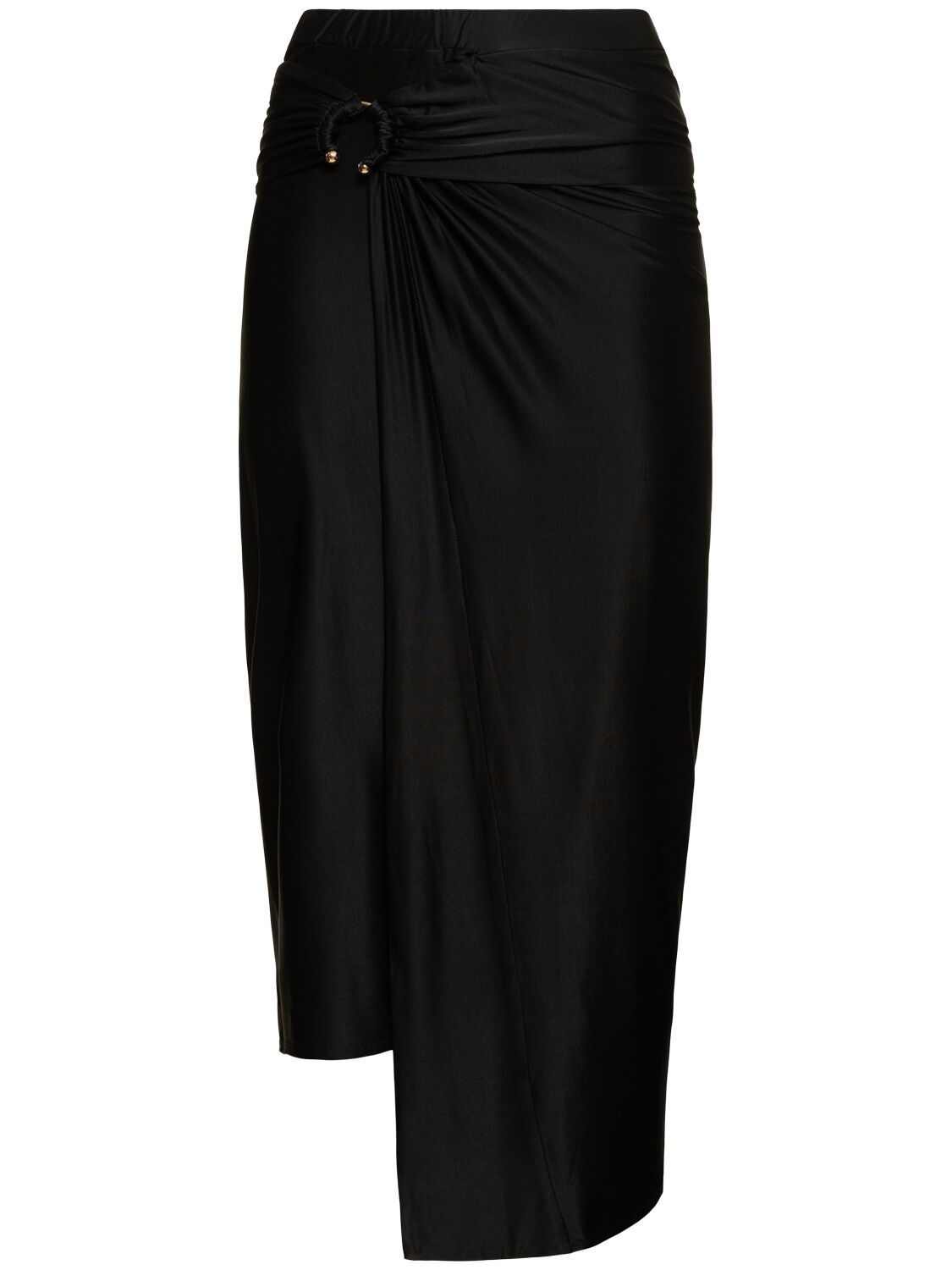 Rabanne Stretch Viscose Jersey Long Skirt In Black