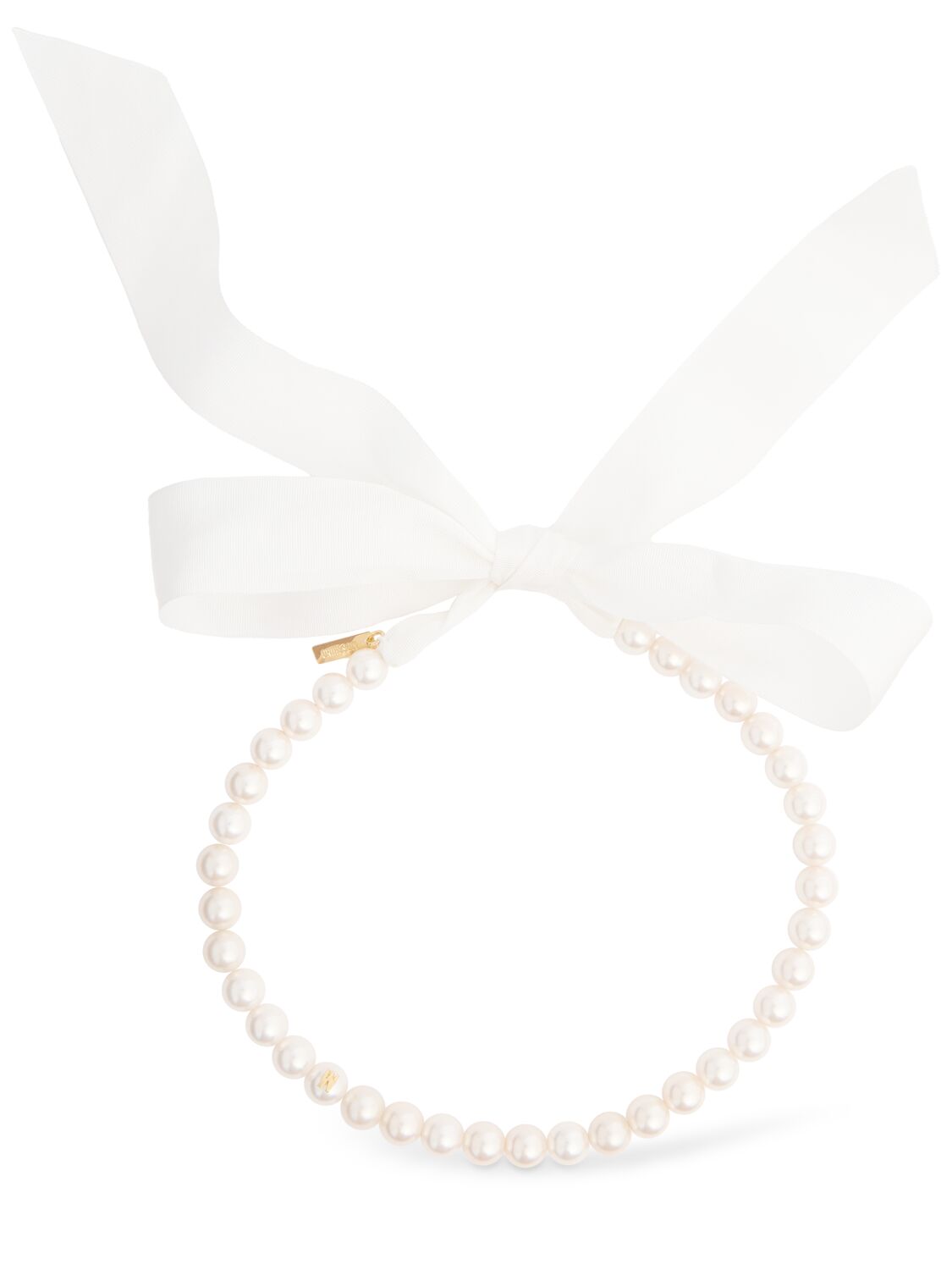 Moschino Faux Pearl & Bow Collar Necklace In Ivory