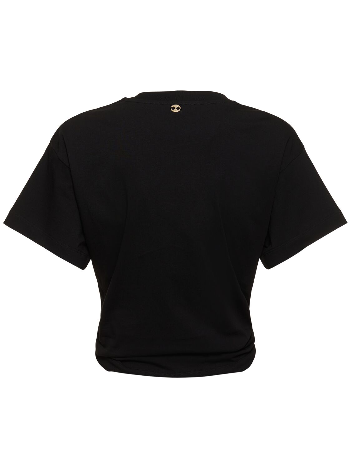 Rabanne Womens Black Ring-embellished Cropped Cotton-jersey T-shirt In Black