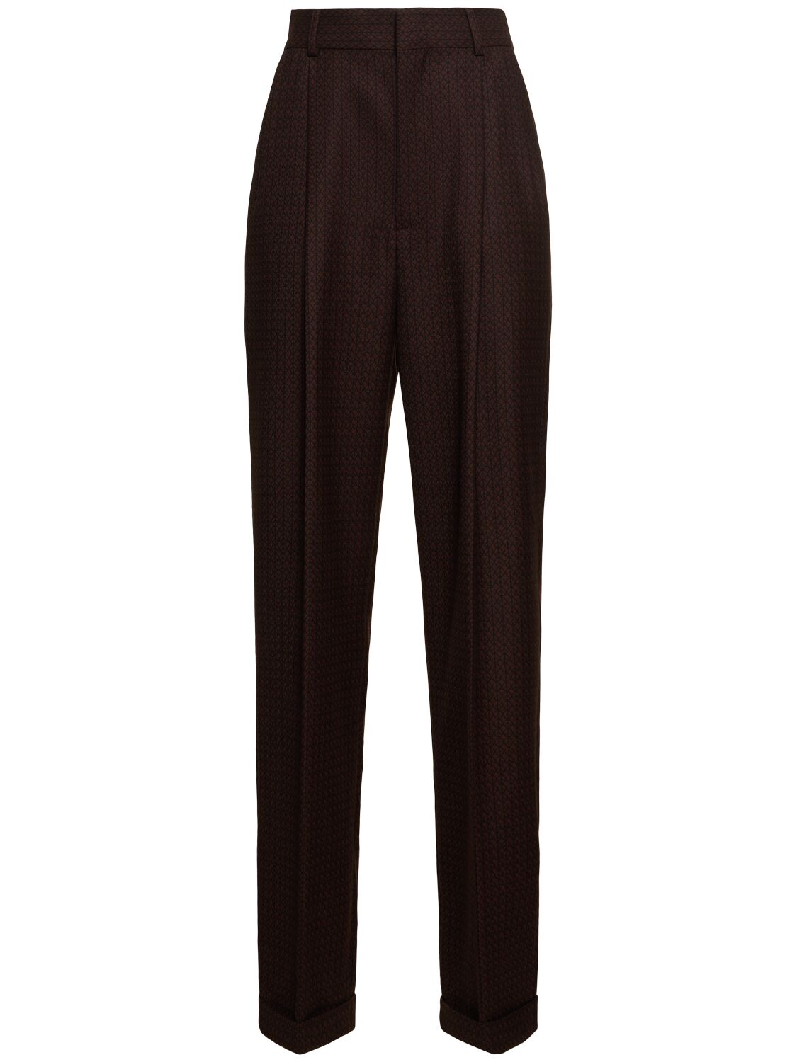 Shop Moschino High Rise Jacquard Straight Pants In Brown/multi