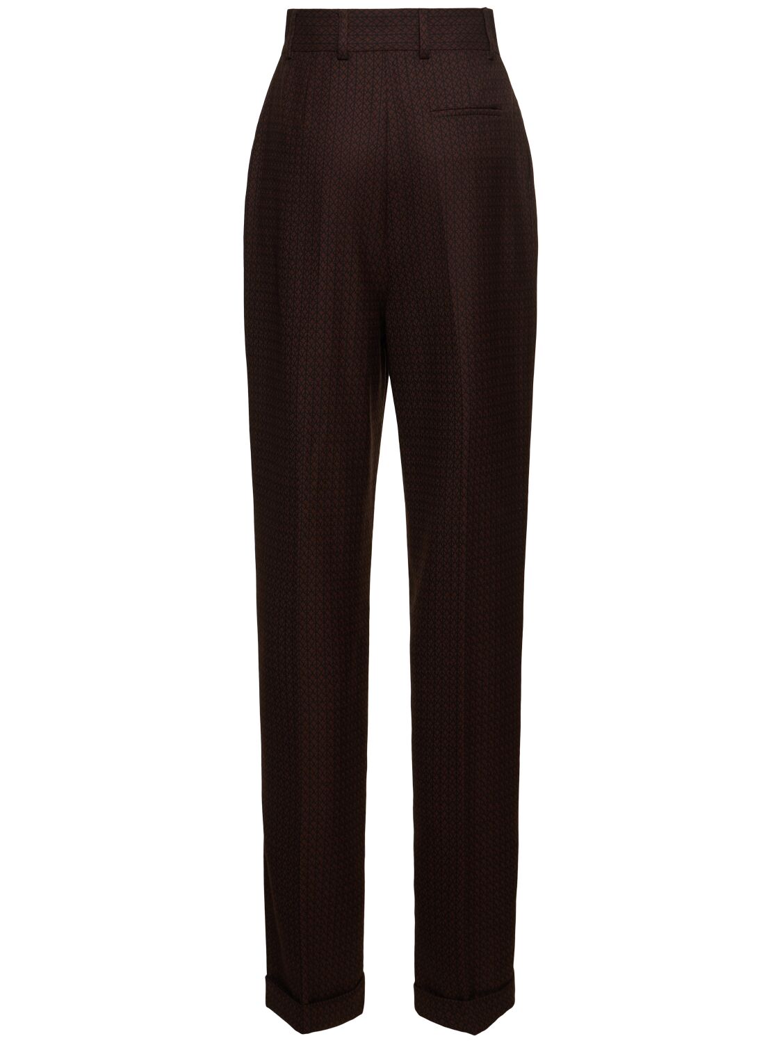 Shop Moschino High Rise Jacquard Straight Pants In Brown/multi