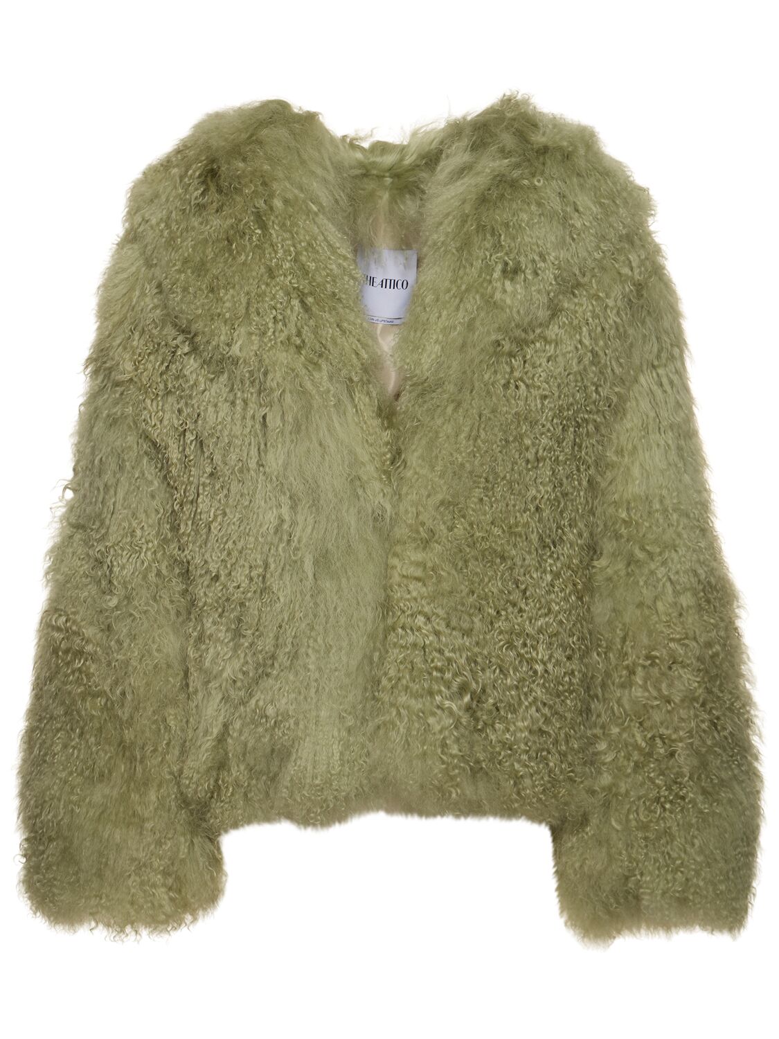 Attico Short Fur Jacket In Green