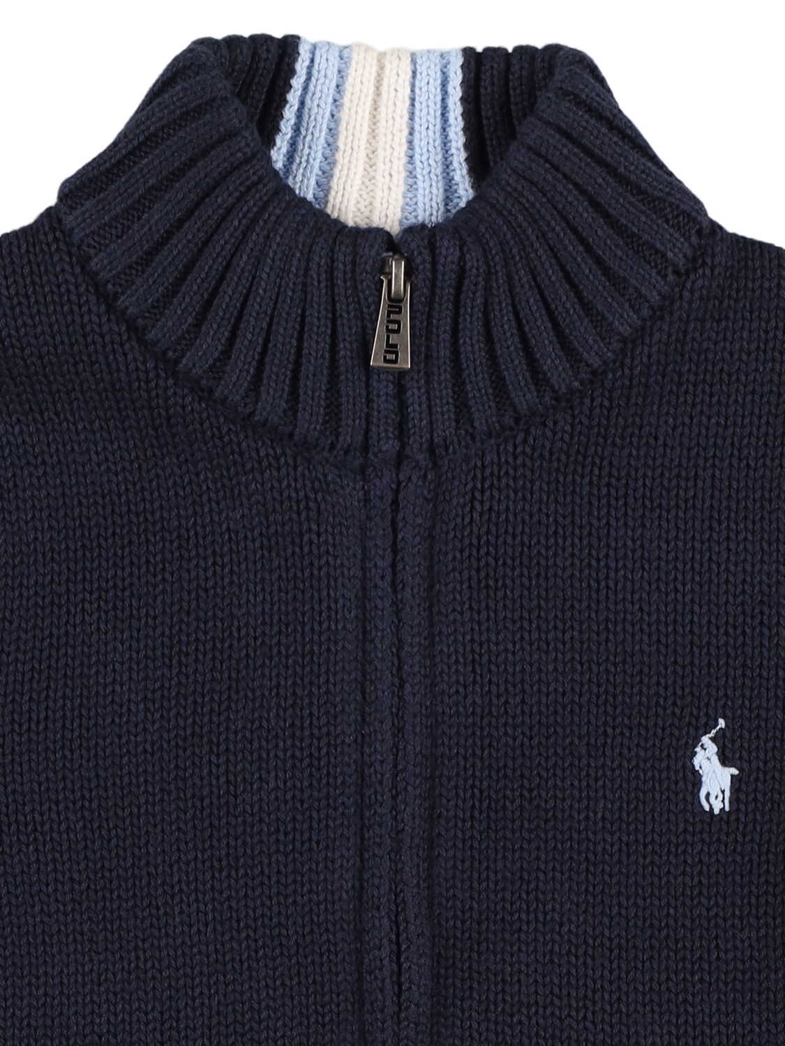 Shop Polo Ralph Lauren Embroidered Logo Cotton Knit Cardigan In Navy