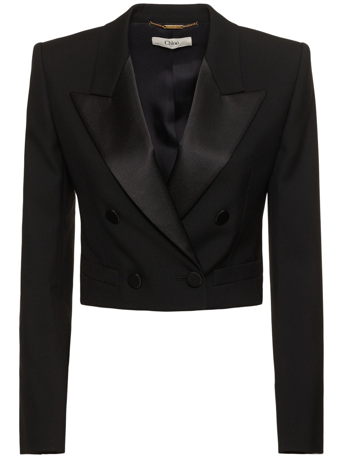 Chloé Tailored Wool Cropped Blazer In Black