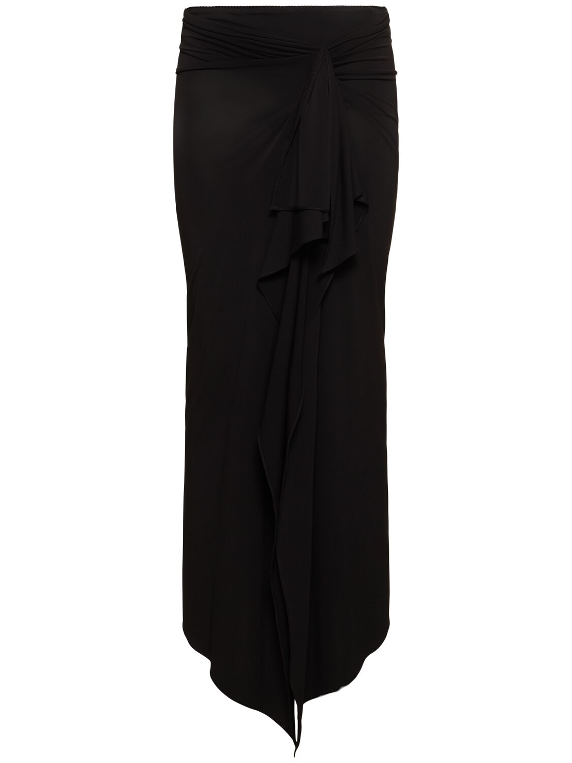 Attico Stretch Jersey Midi Skirt In Black