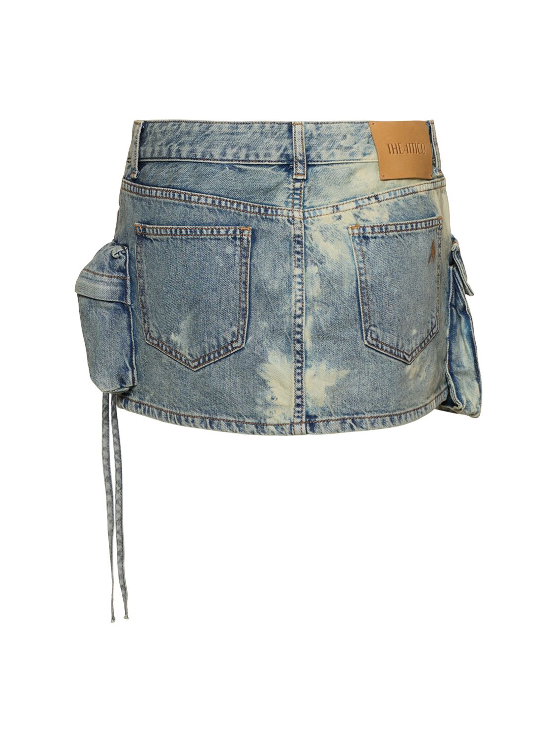 Shop Attico Fay Bleached Denim Cargo Mini Skirt In Blue