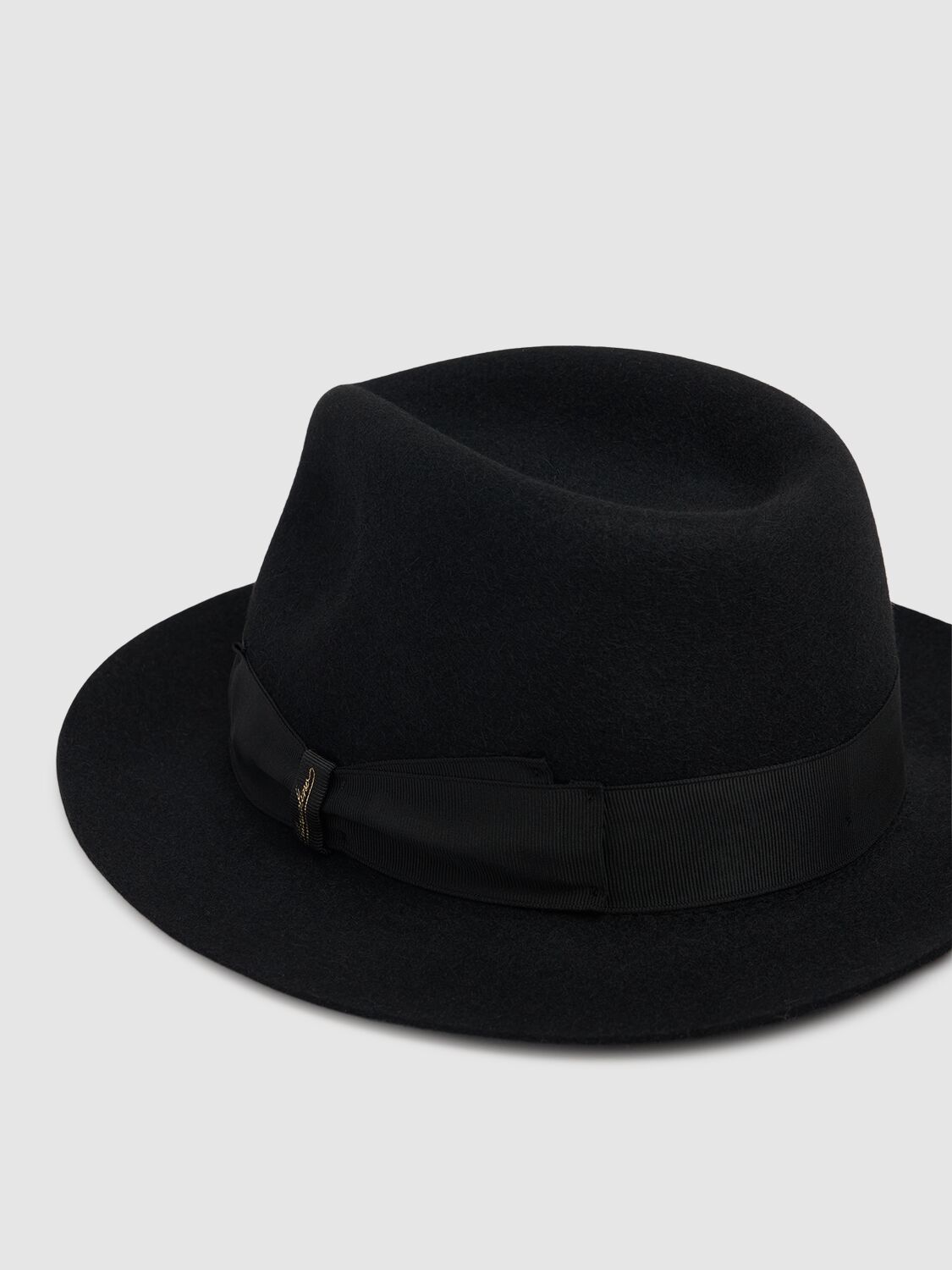 Shop Borsalino Brushed Felt Fedora Hat In Black