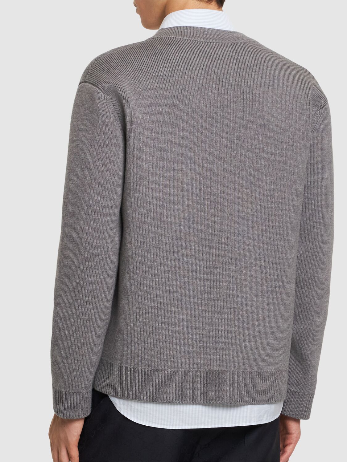 Shop Gucci Wool Cardigan In Grey