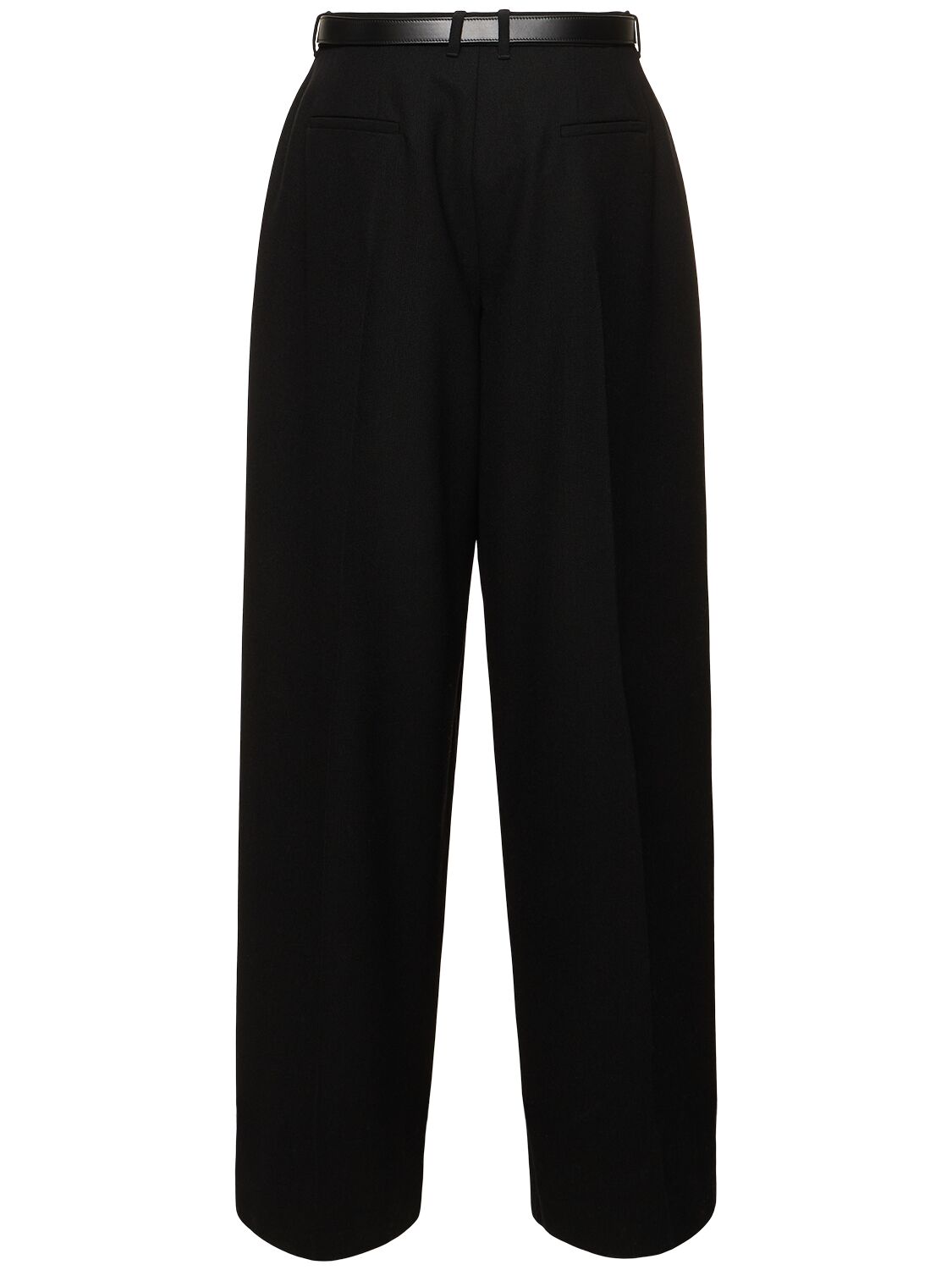 Shop Jil Sander Pleated Belted Wool Wide Pants In Black