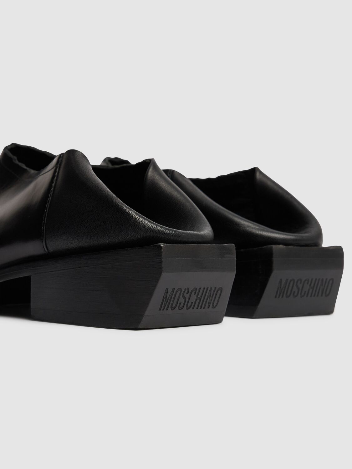 Shop Moschino 40mm Leather Mules In Black