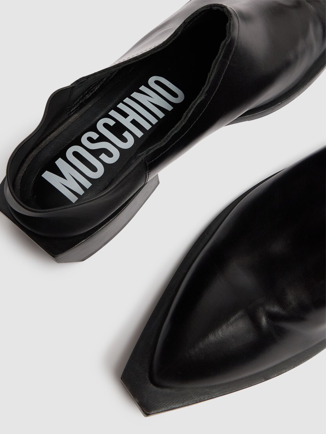 Shop Moschino 40mm Leather Mules In Black