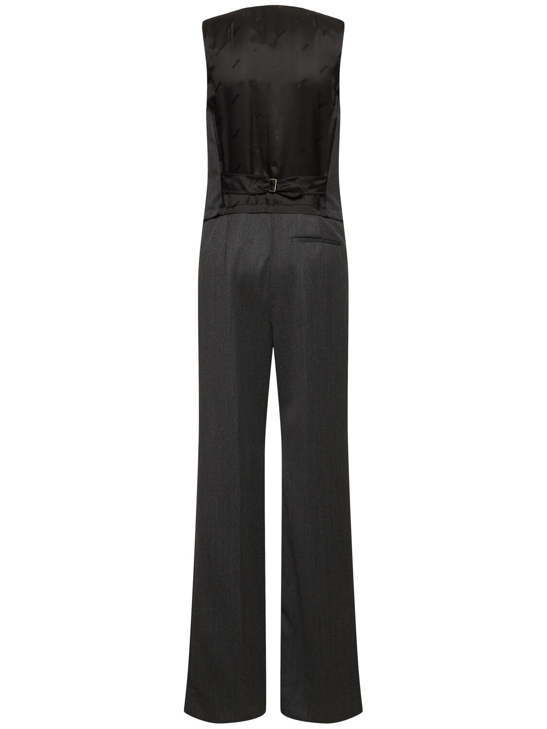 Shop Moschino Grain De Poudre Wool Long Jumpsuit In Grey