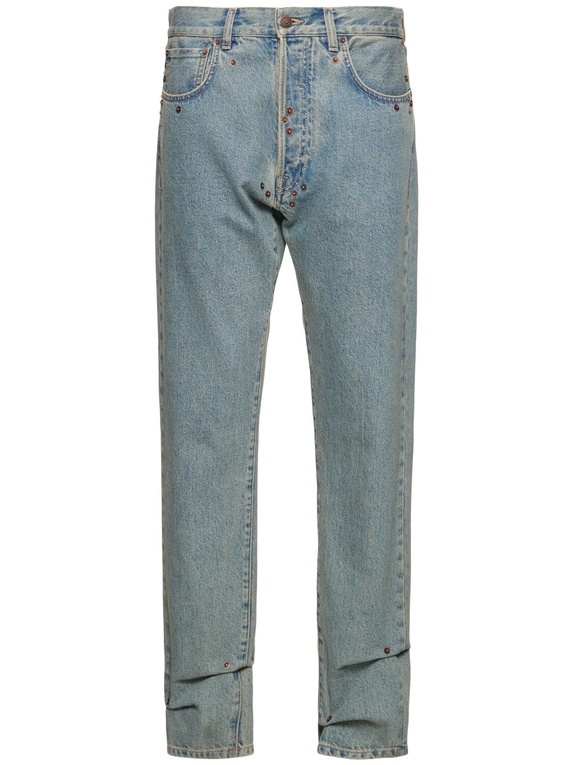 Shop Moschino High Rise Denim Straight Jeans In Blue