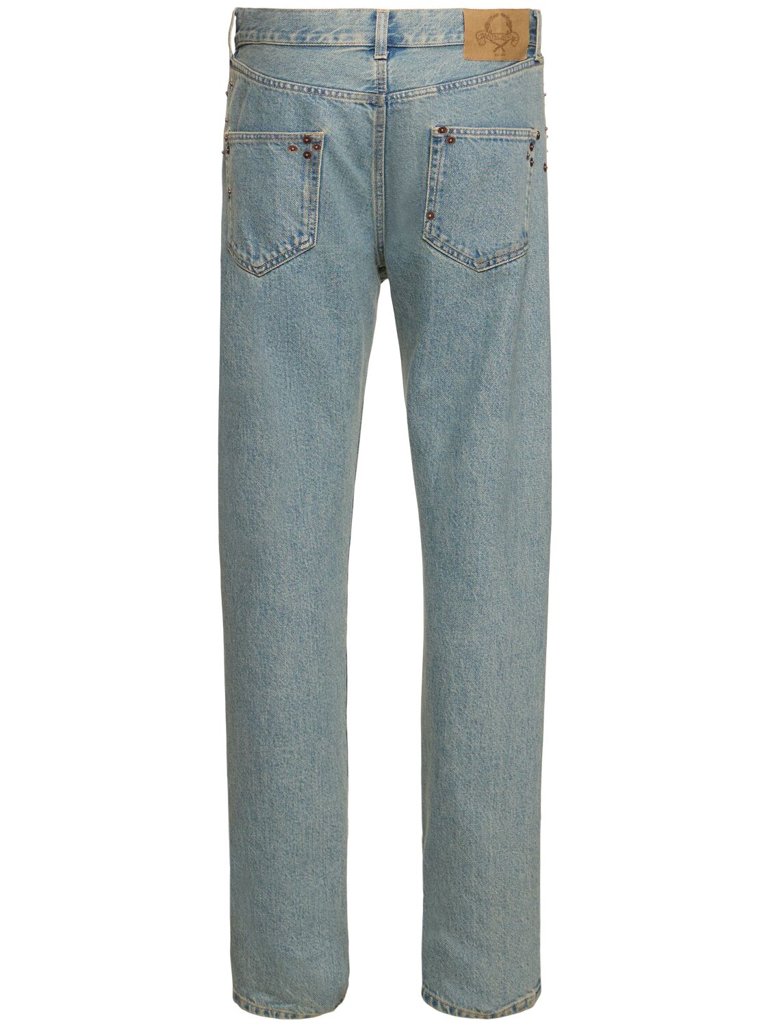 Shop Moschino High Rise Denim Straight Jeans In Blue