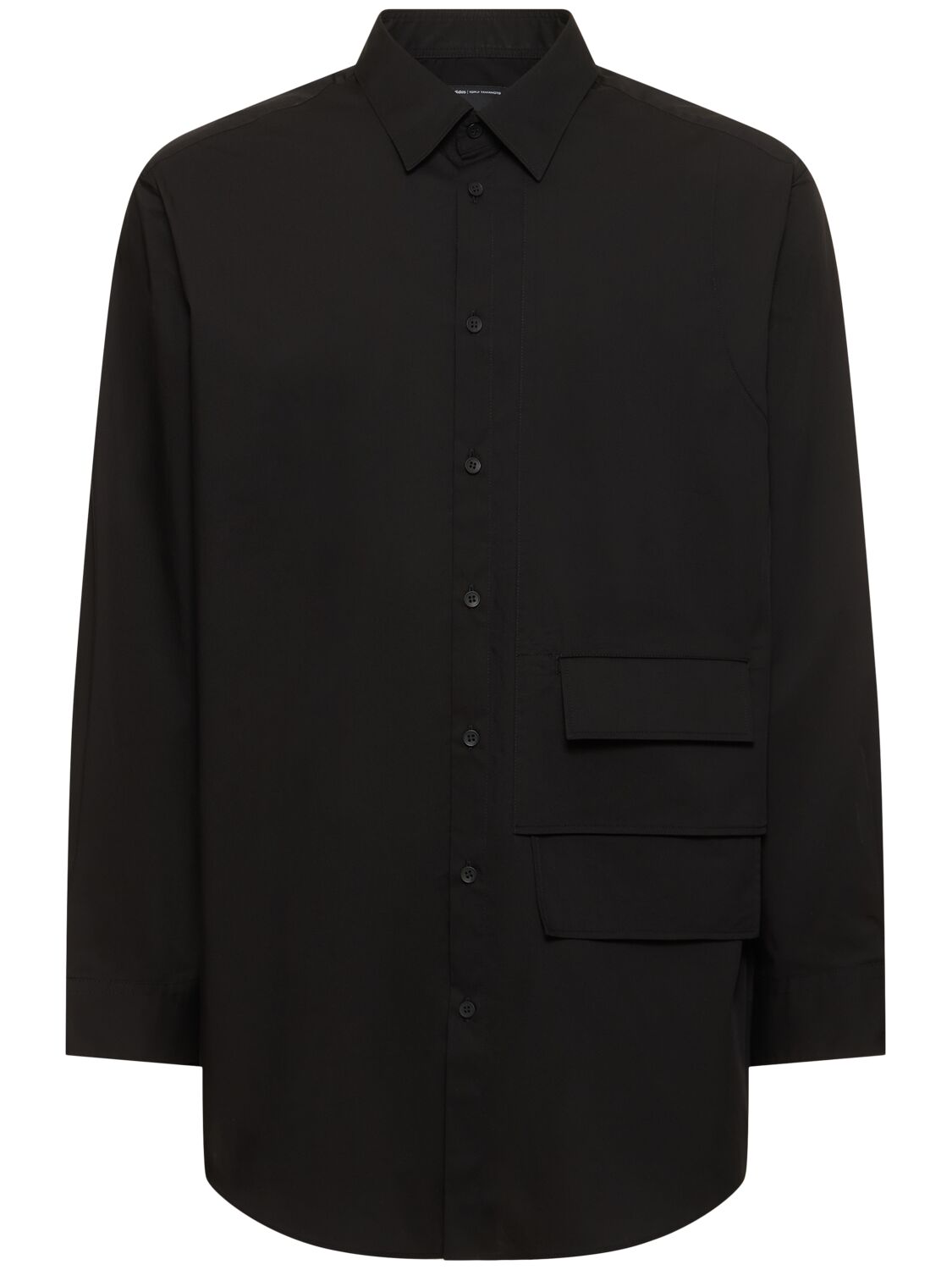 Y-3 Double Pocket Cotton Blend Shirt In Black