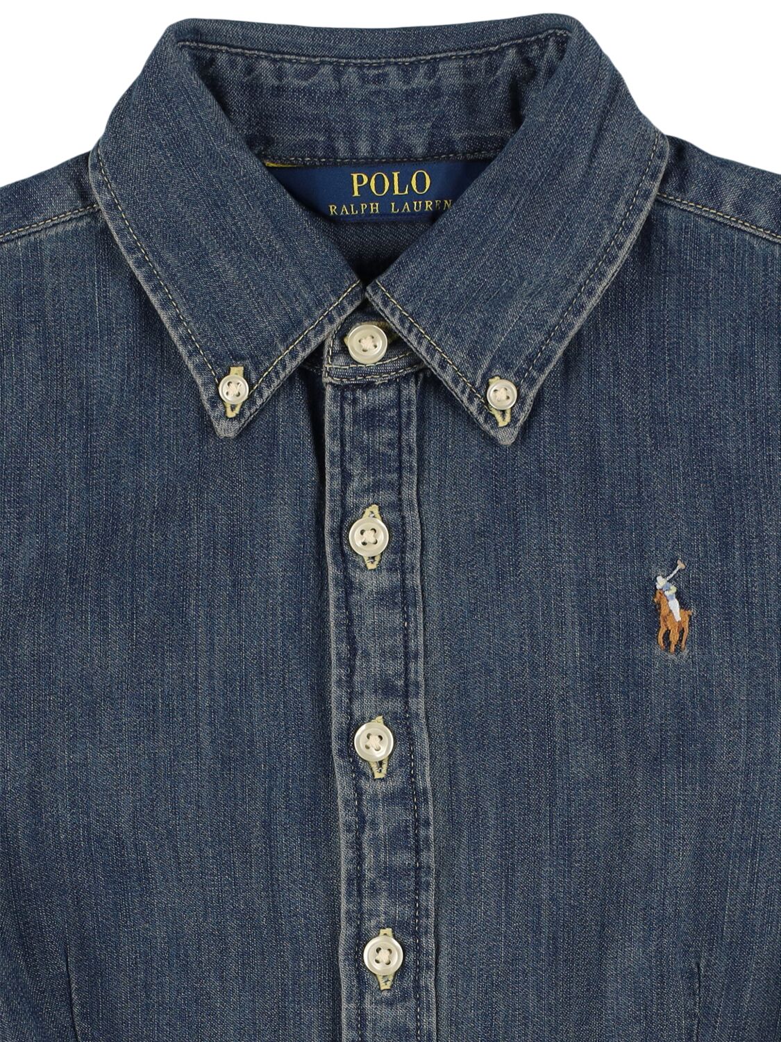 Shop Polo Ralph Lauren Cotton Denim Dress In Blue