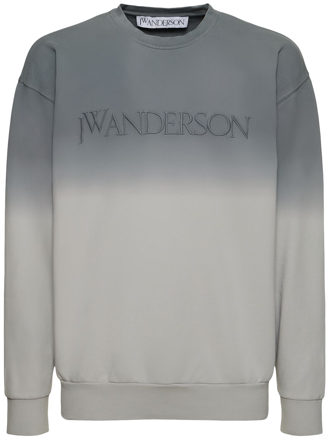 Shop Jw Anderson Logo Embroidery Cotton Sweatshirt In Grey