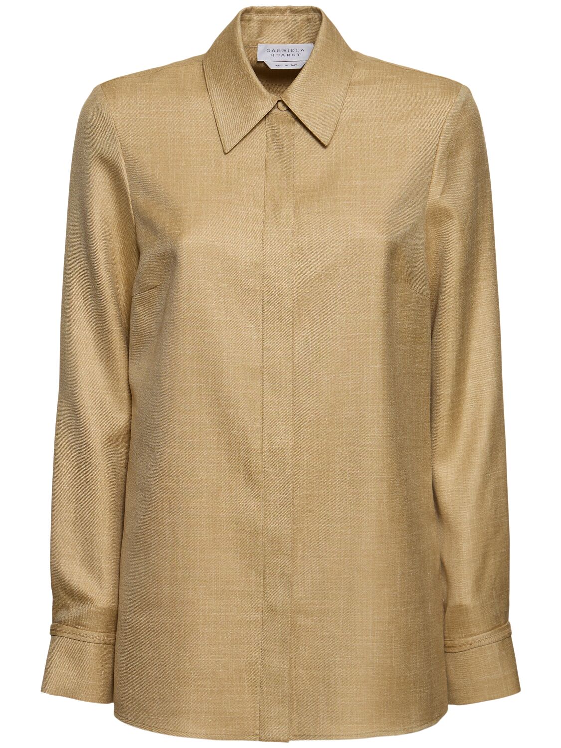 Gabriela Hearst Cruz Tailored Wool Blend Shirt In Dark Beige