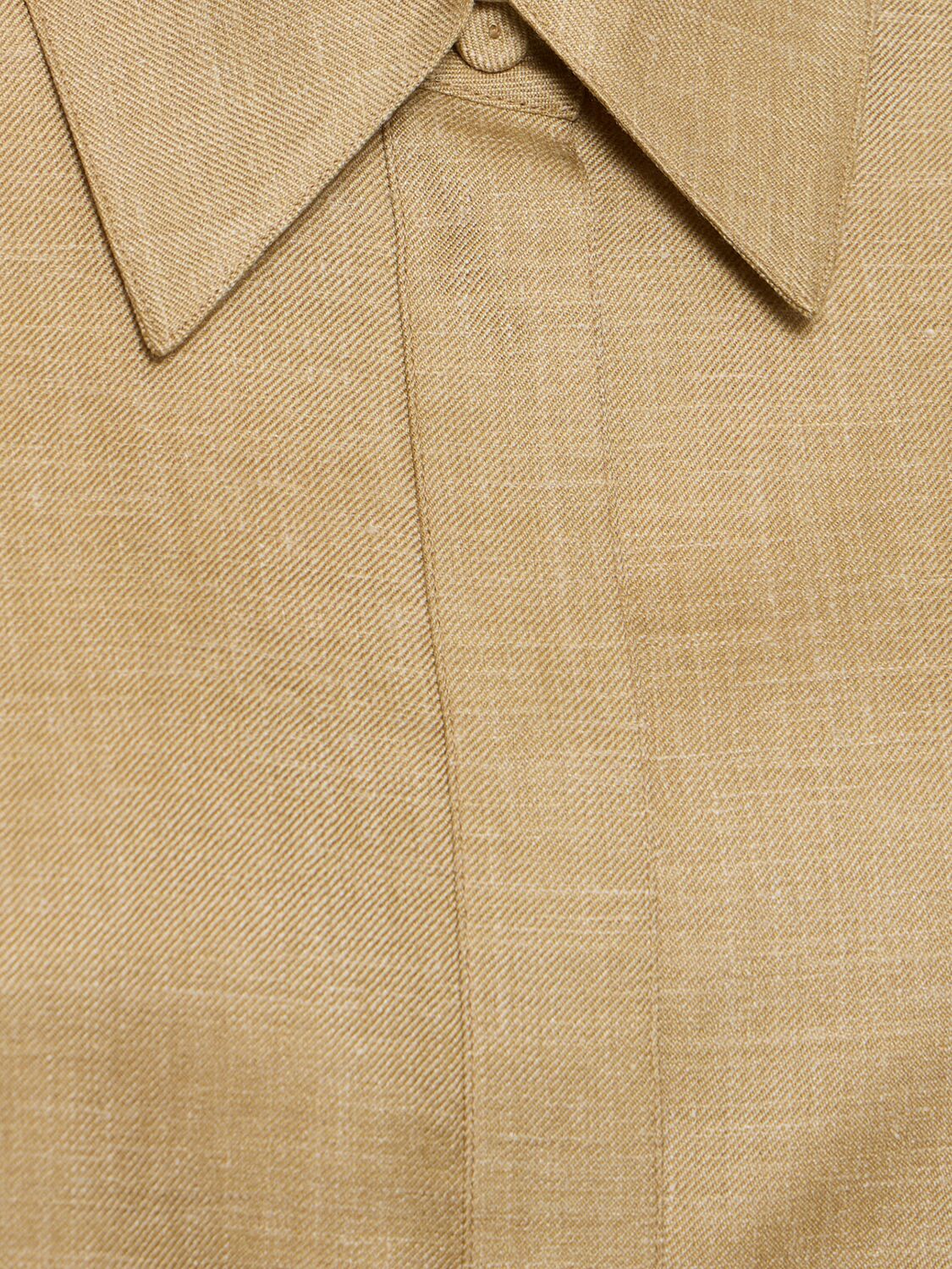 Gabriela Hearst Cruz Tailored Wool Blend Shirt In Dark Beige