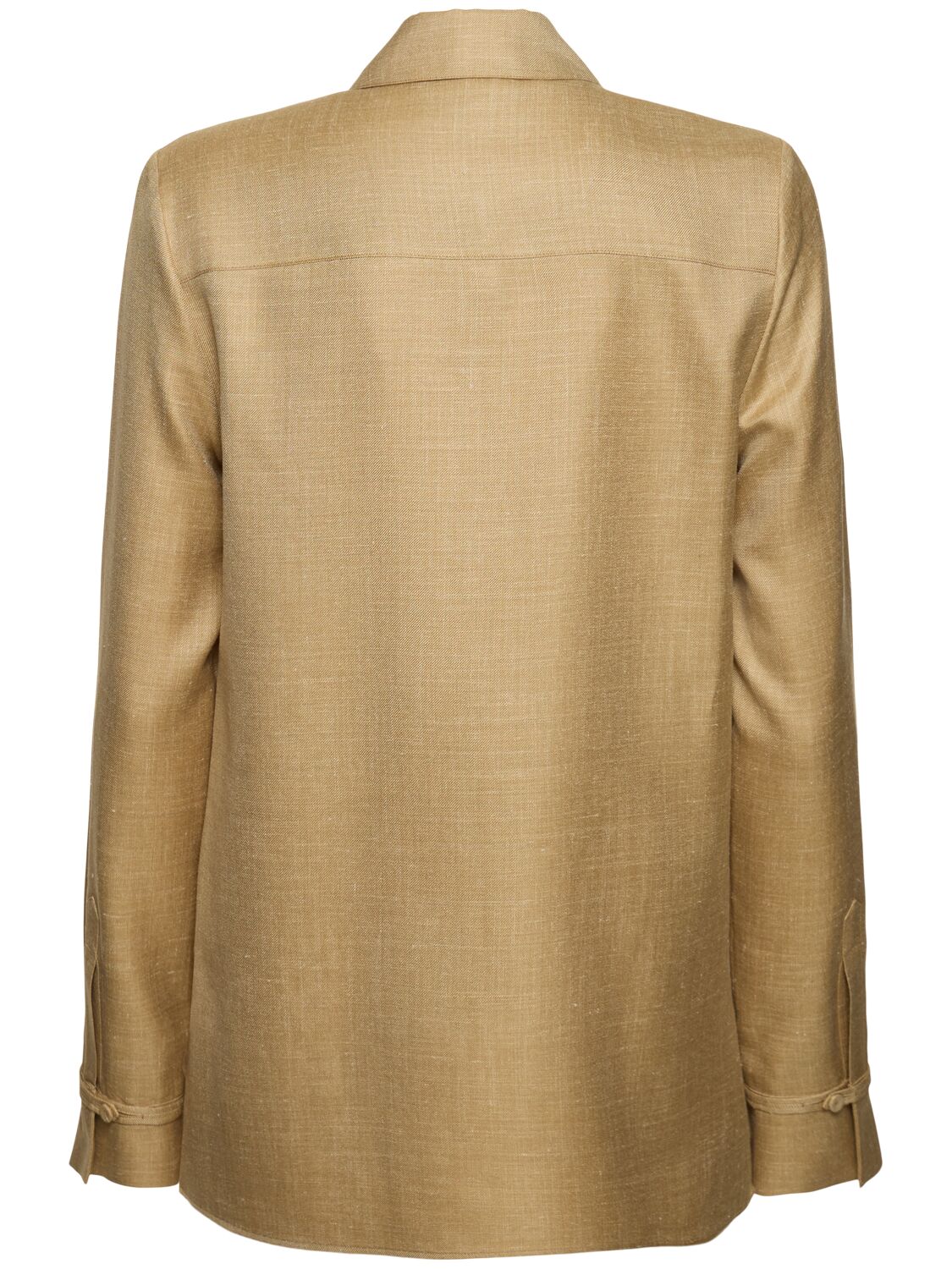 Gabriela Hearst Cruz Tailored Wool Blend Shirt In Dark Beige