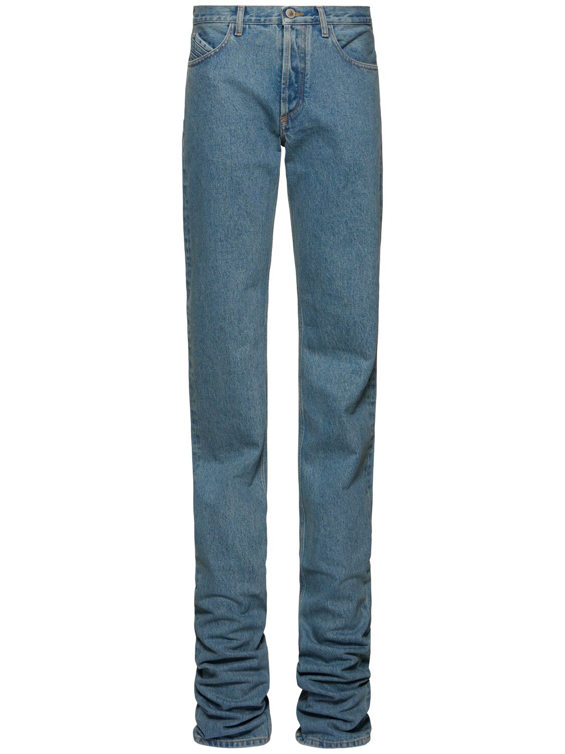 Attico Extra Long Mid Rise Straight Jeans In Blue