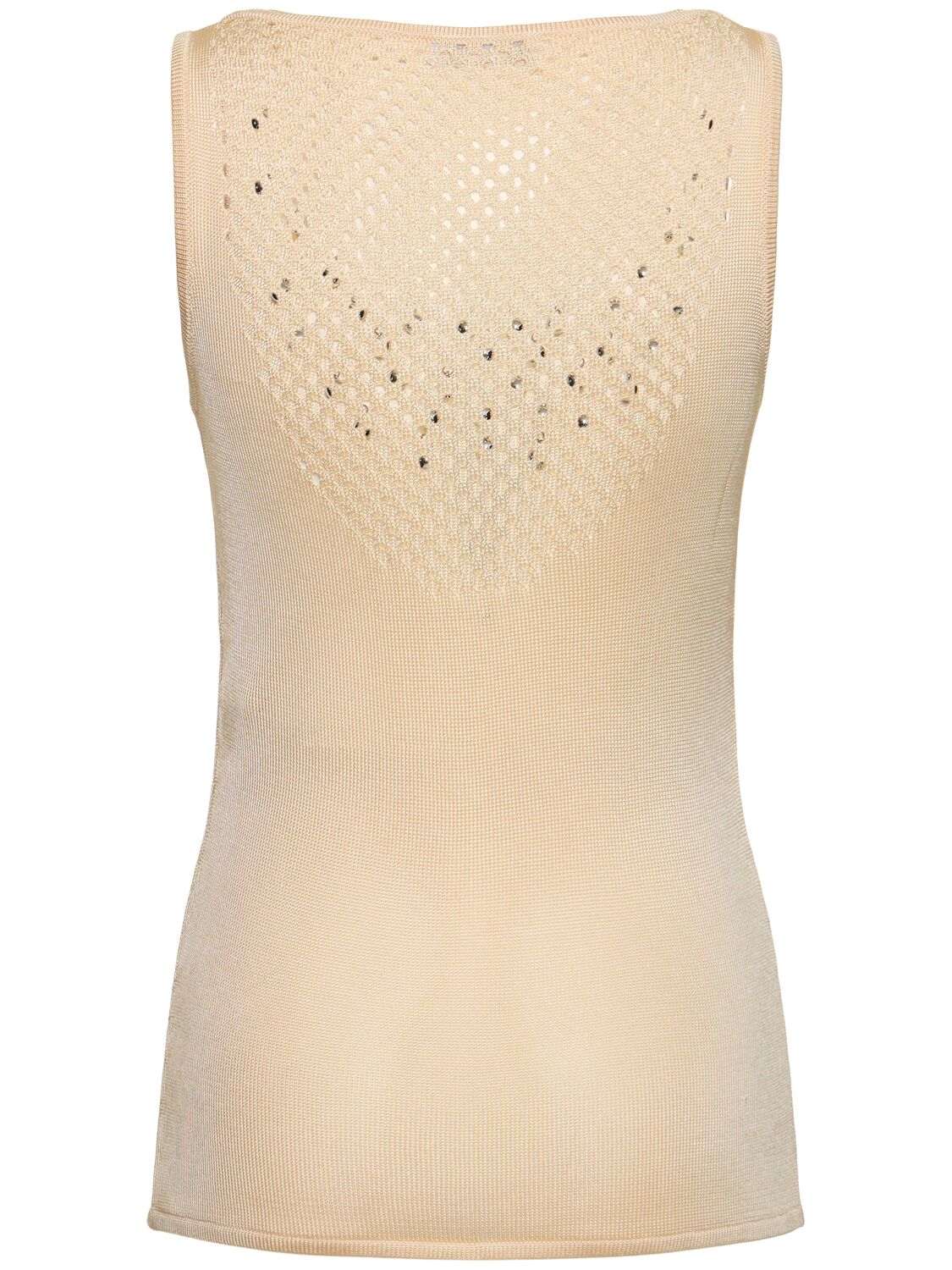 Shop Rabanne Embellished Knit Top In Beige