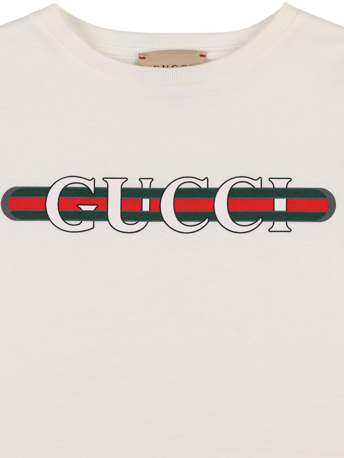 Shop Gucci Logo Cotton T-shirt In White/multi