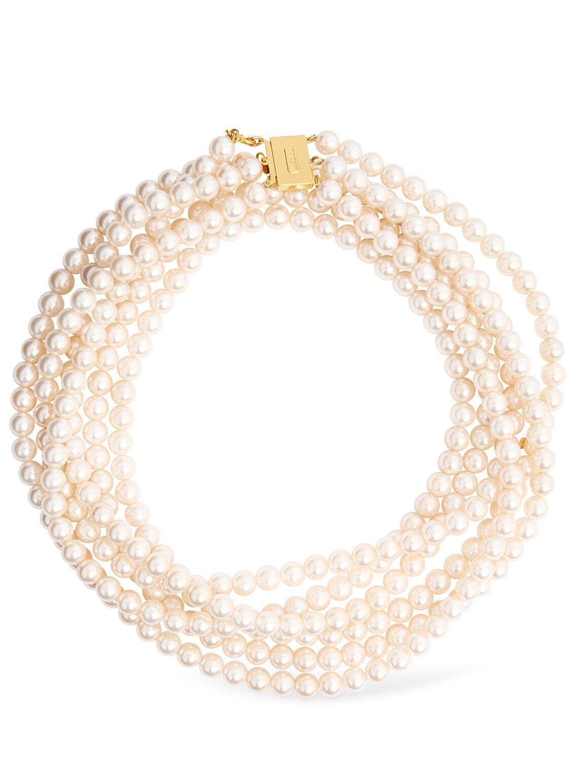 Moschino Long Faux Pearl Necklace In Ivory