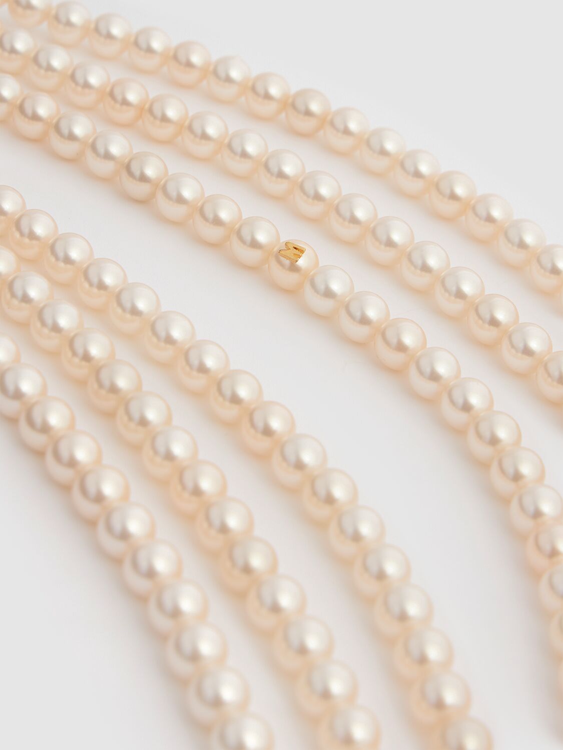 Shop Moschino Long Faux Pearl Necklace In Ivory