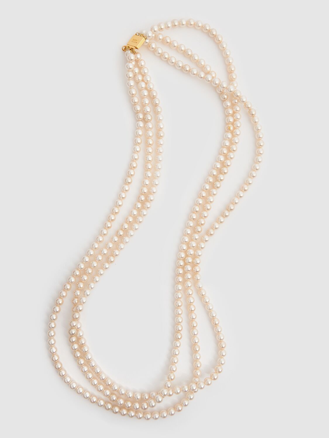 Shop Moschino Long Faux Pearl Necklace In Ivory