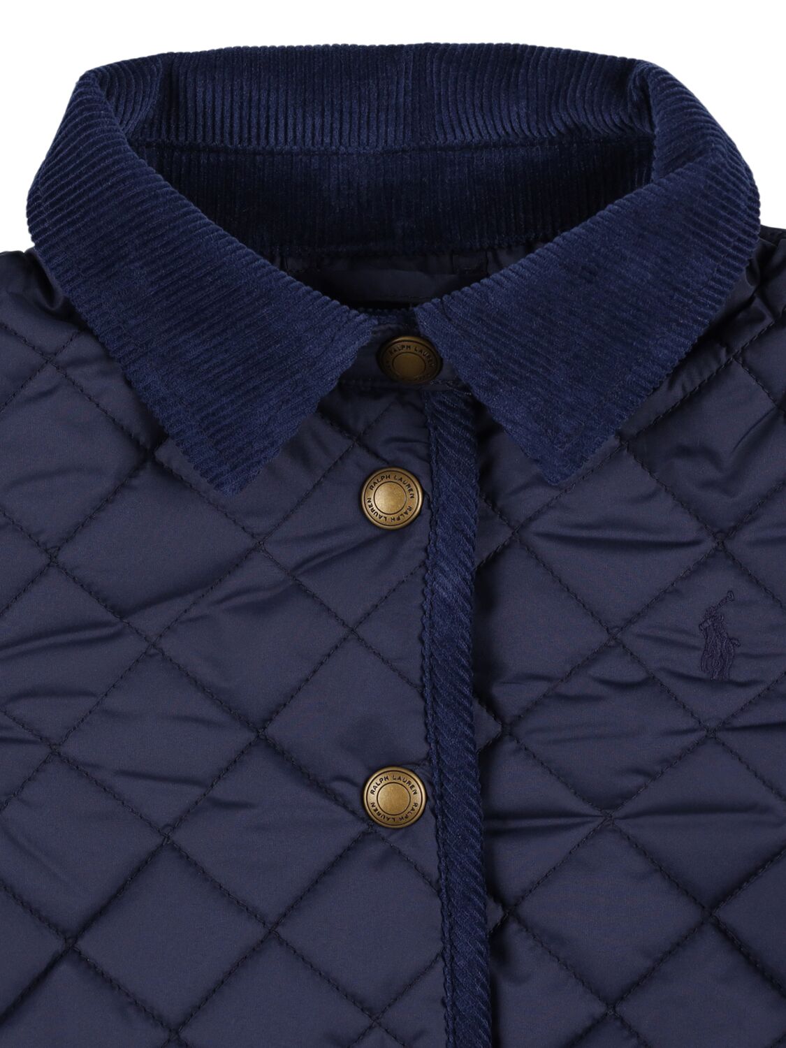 Shop Polo Ralph Lauren Quilted Nylon Hooded Jacket In Navy