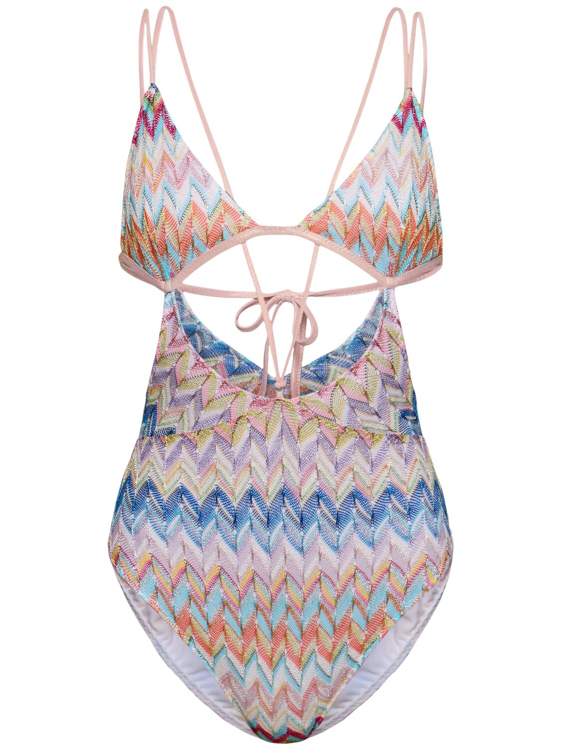 Shop Missoni Lycra Lurex Cut Out One Piece Swimsuit In Multicolor