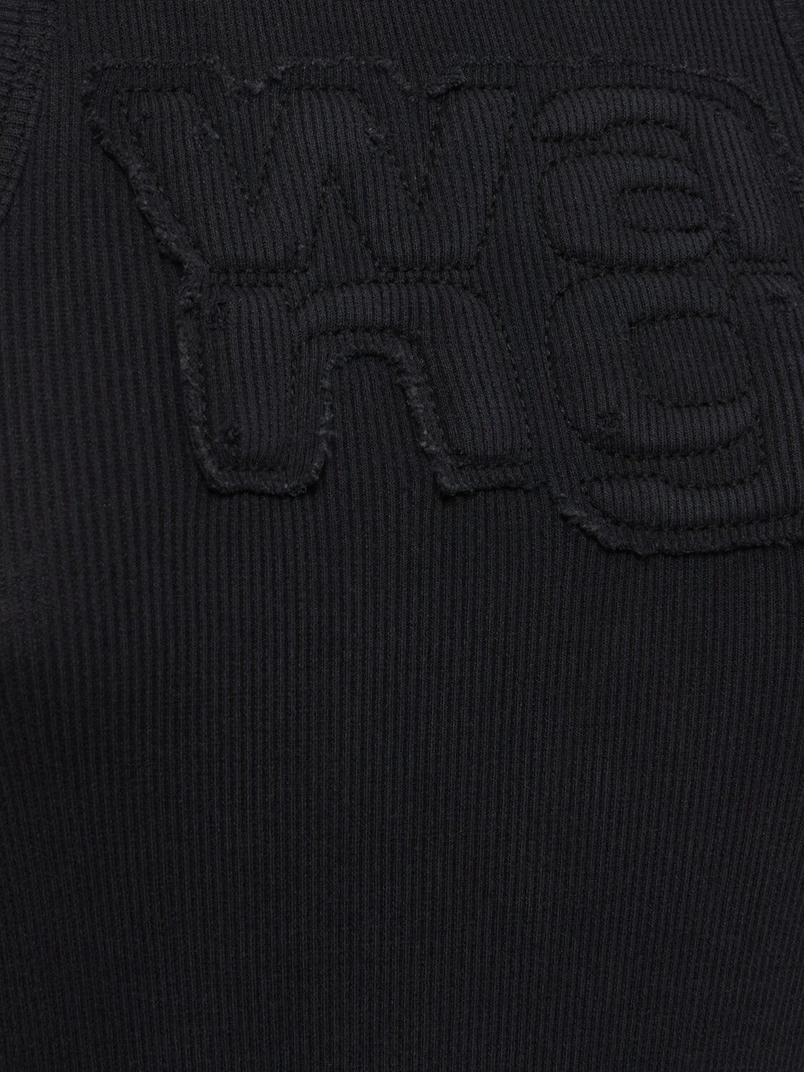 Shop Alexander Wang Ribbed Cotton Jersey Mini Dress In Black