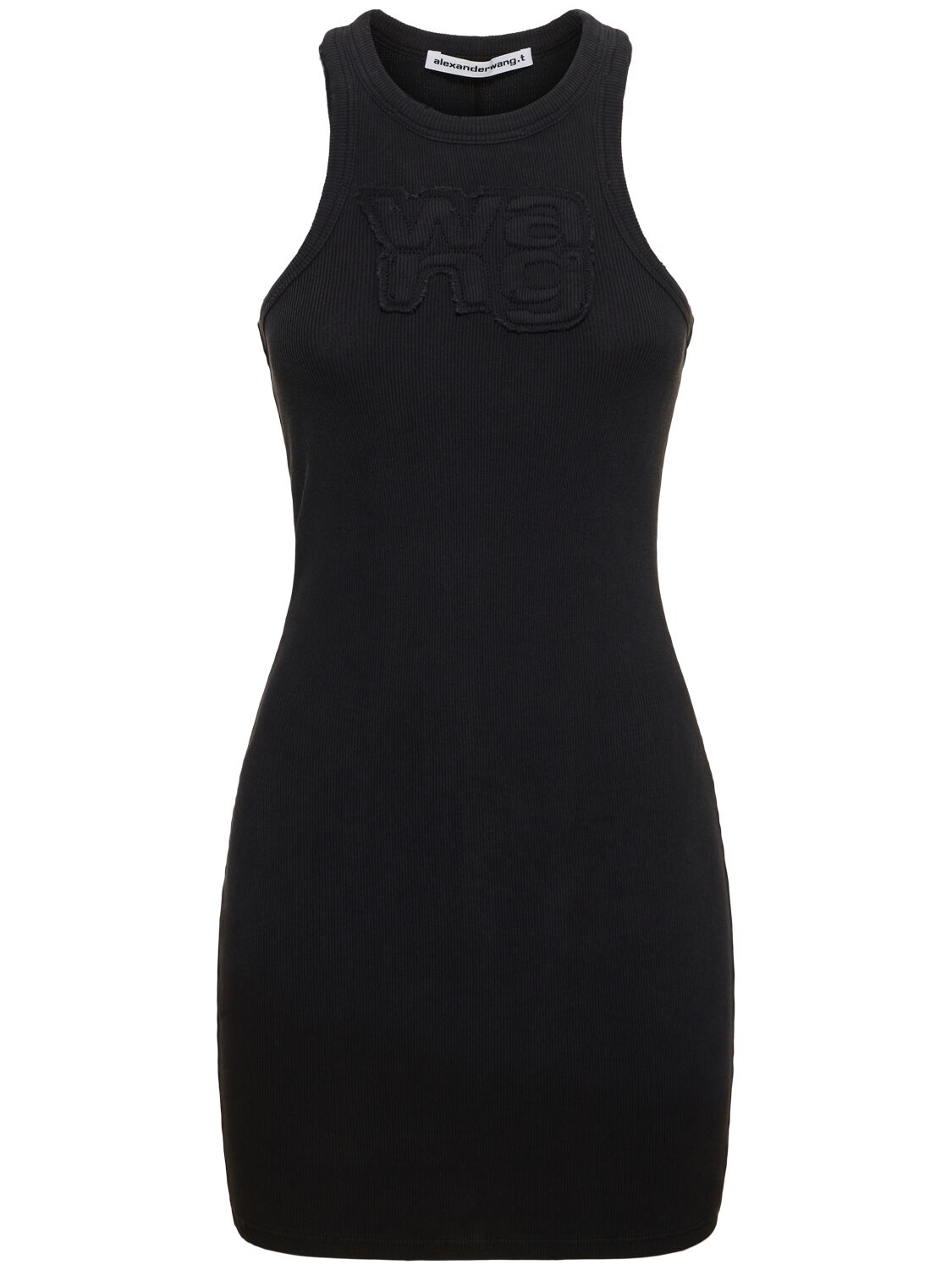 Shop Alexander Wang Ribbed Cotton Jersey Mini Dress In Black