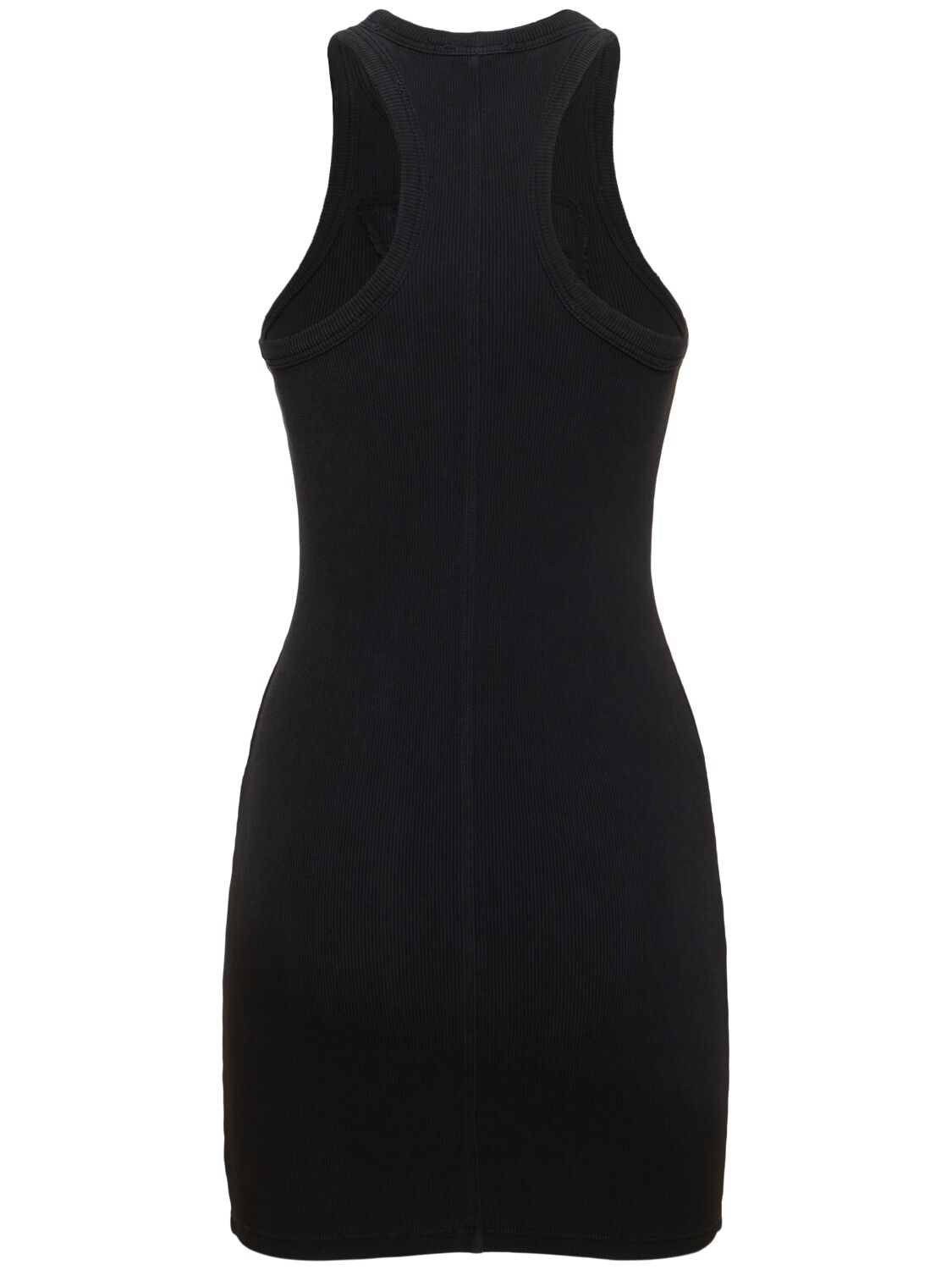 Shop Alexander Wang Ribbed Cotton Jersey Mini Dress In Black