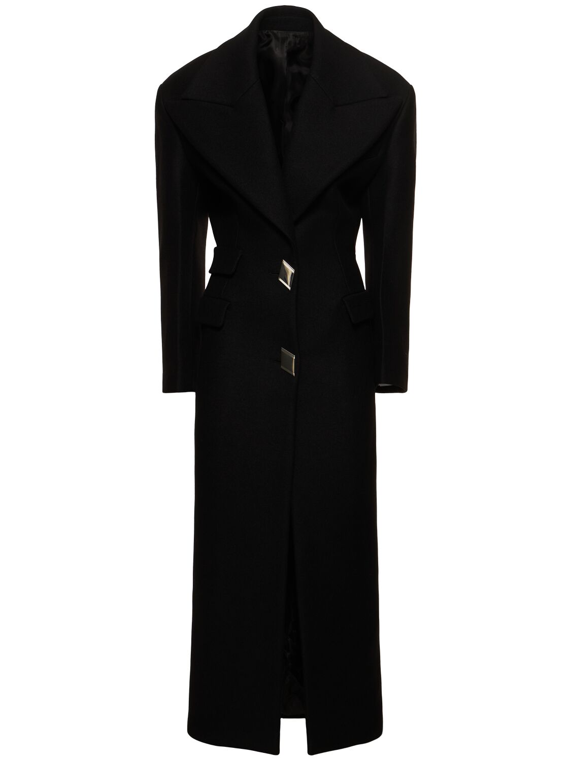 Shop Attico Buttoned Long Coat In Black