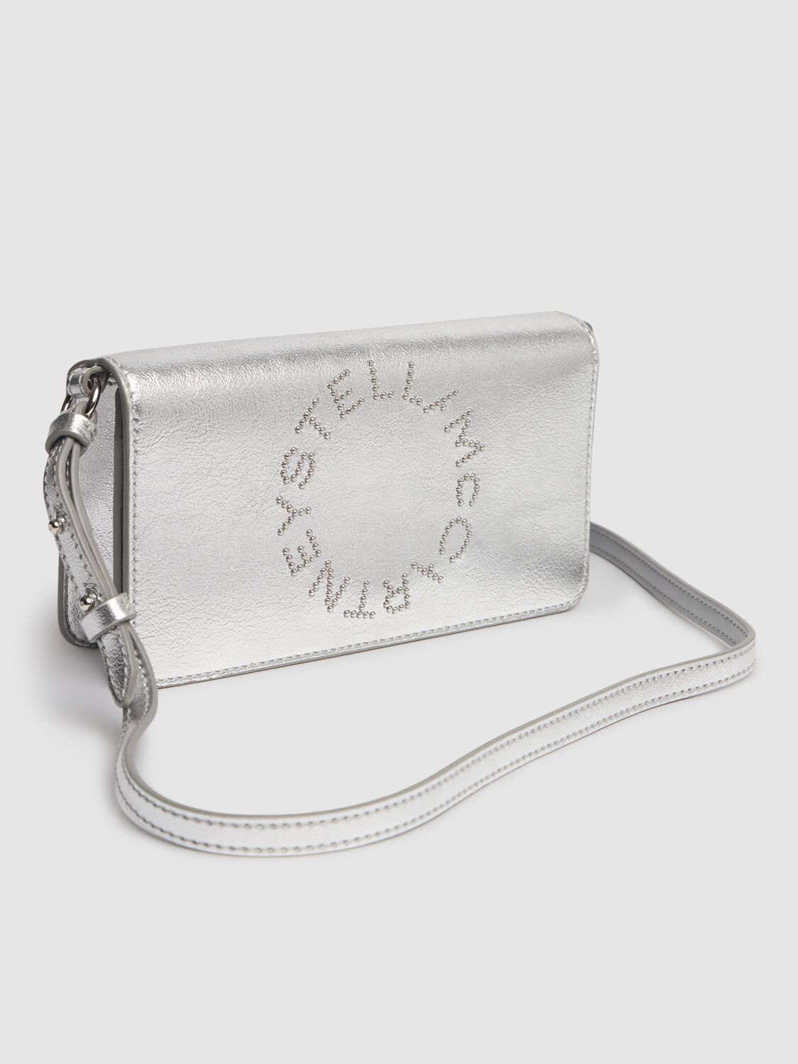 Shop Stella Mccartney Mini Alter Mat Metallic Faux Leather Bag In Silver