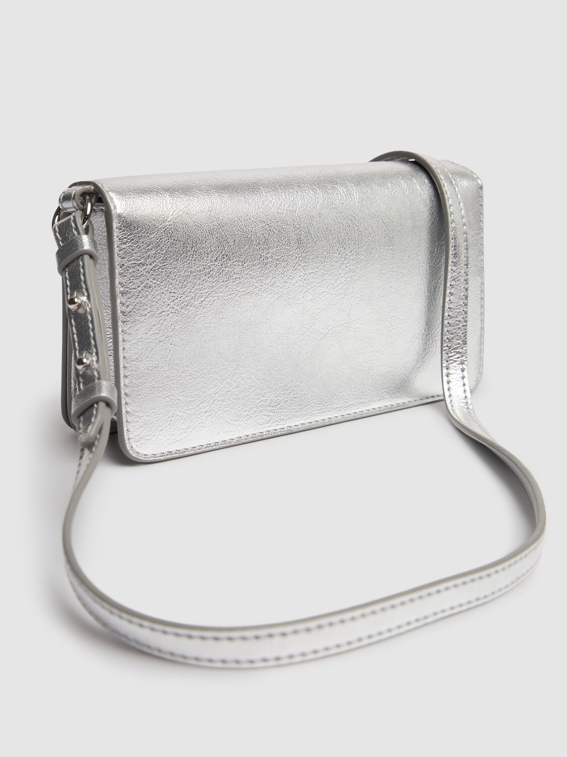 Shop Stella Mccartney Mini Alter Mat Metallic Faux Leather Bag In Silver