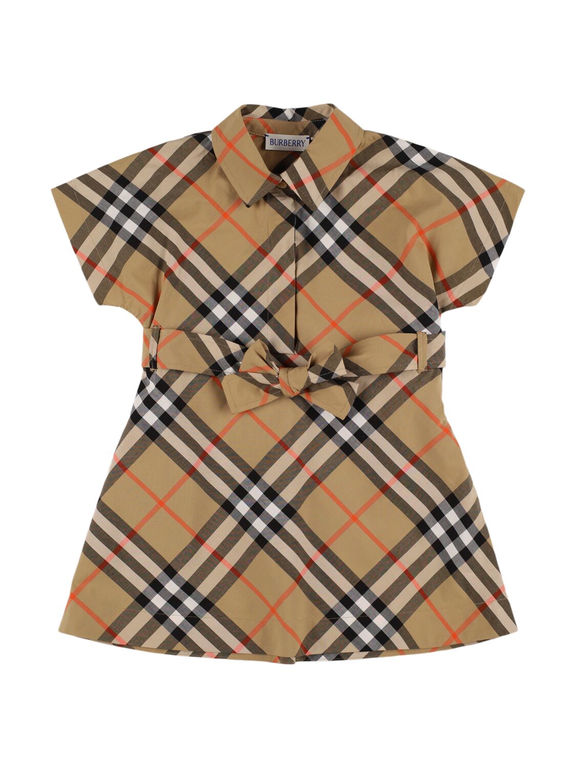 Burberry Check Print Cotton Poplin Dress In Brown