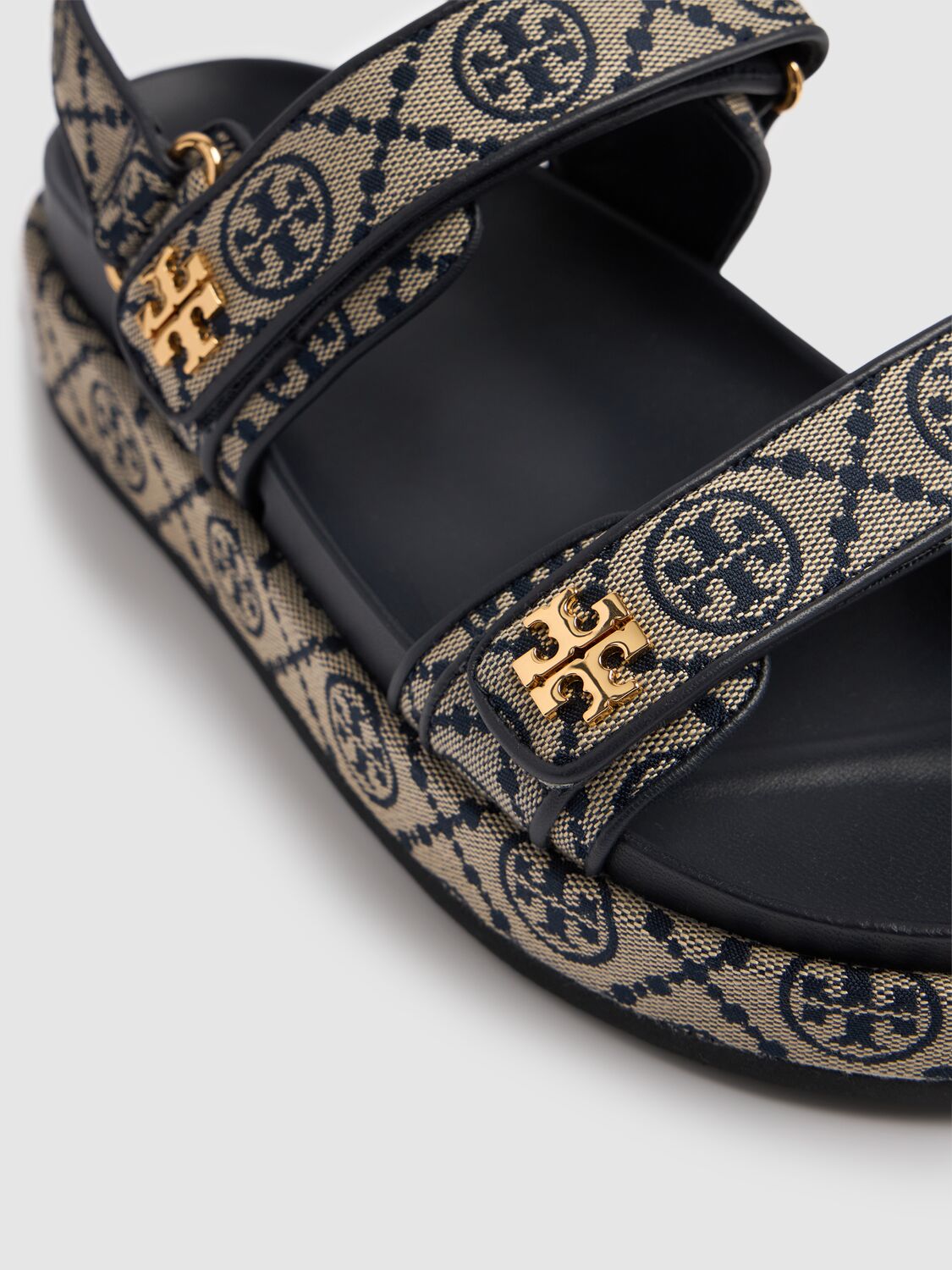 Tory Burch 35mm T Mono Kira Sport Jacquard Sandals In Navy