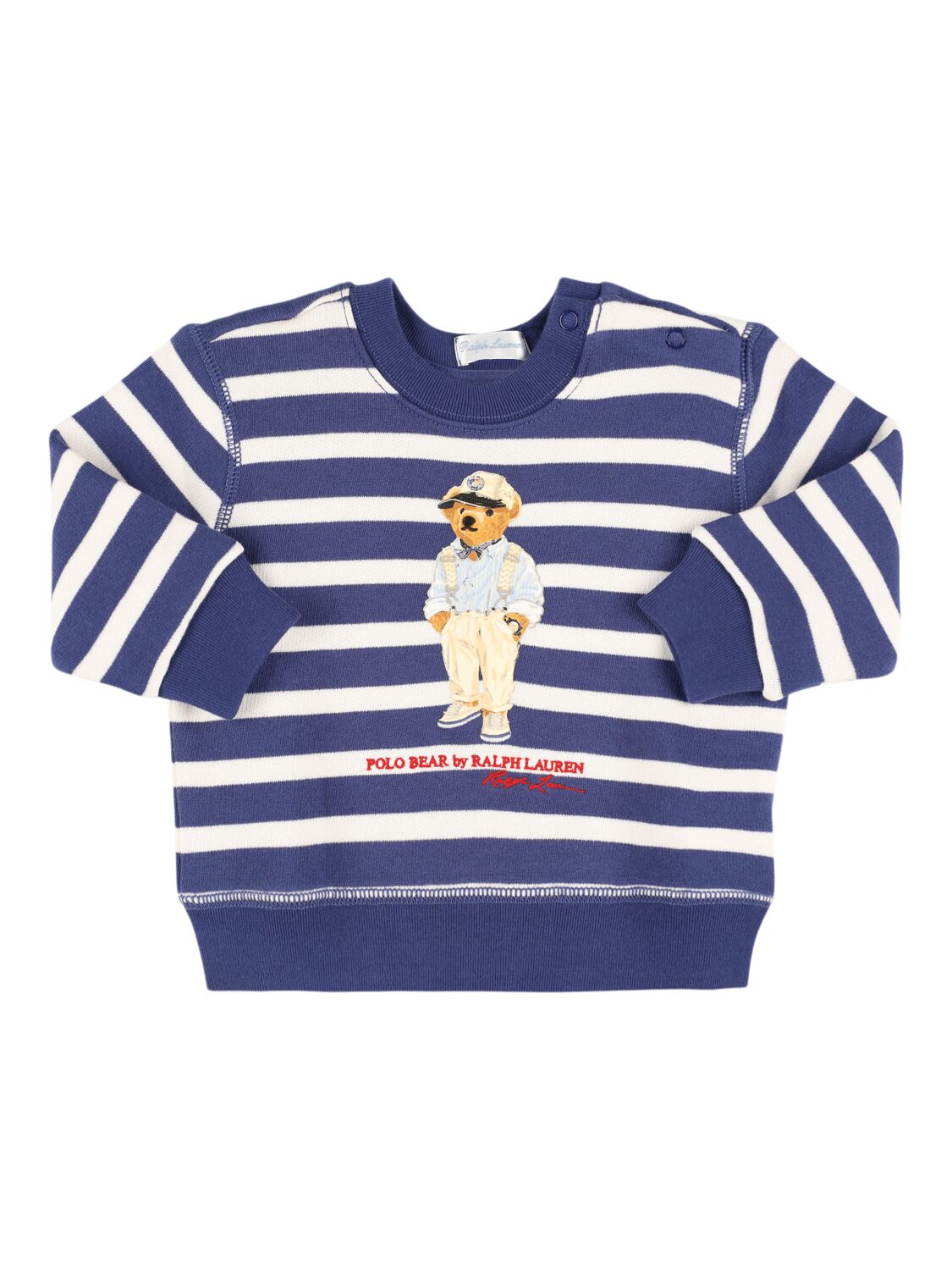 Polo Ralph Lauren Polo Bear Printed Logo Cotton Sweatshirt In Blue