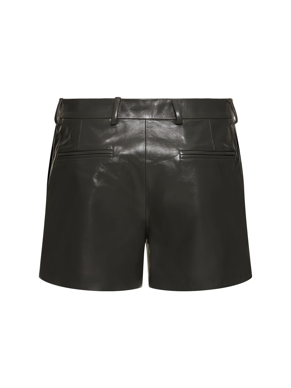 Shop Gucci Shiny Leather Shorts In Asphalt