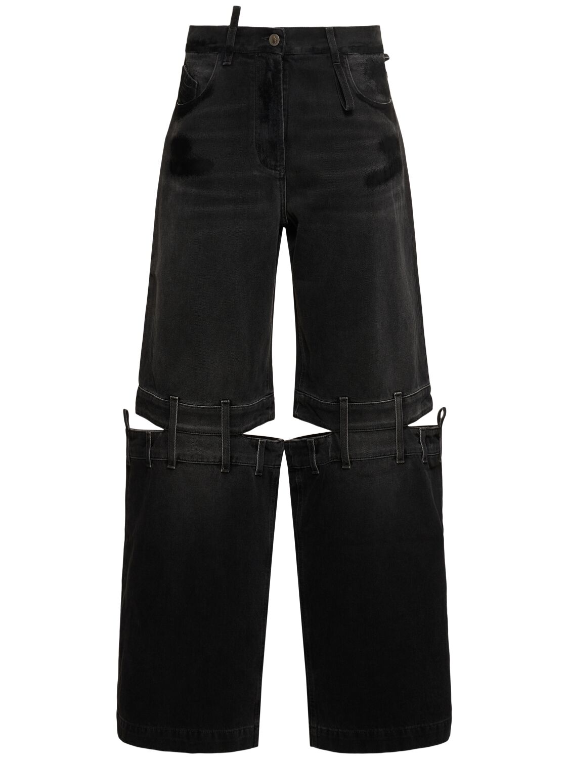 Attico Cutout High-rise Wide-leg Jeans In Black