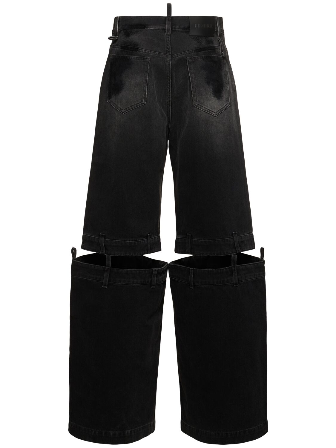 Shop Attico High Rise Wide Jeans W/cutouts In Black