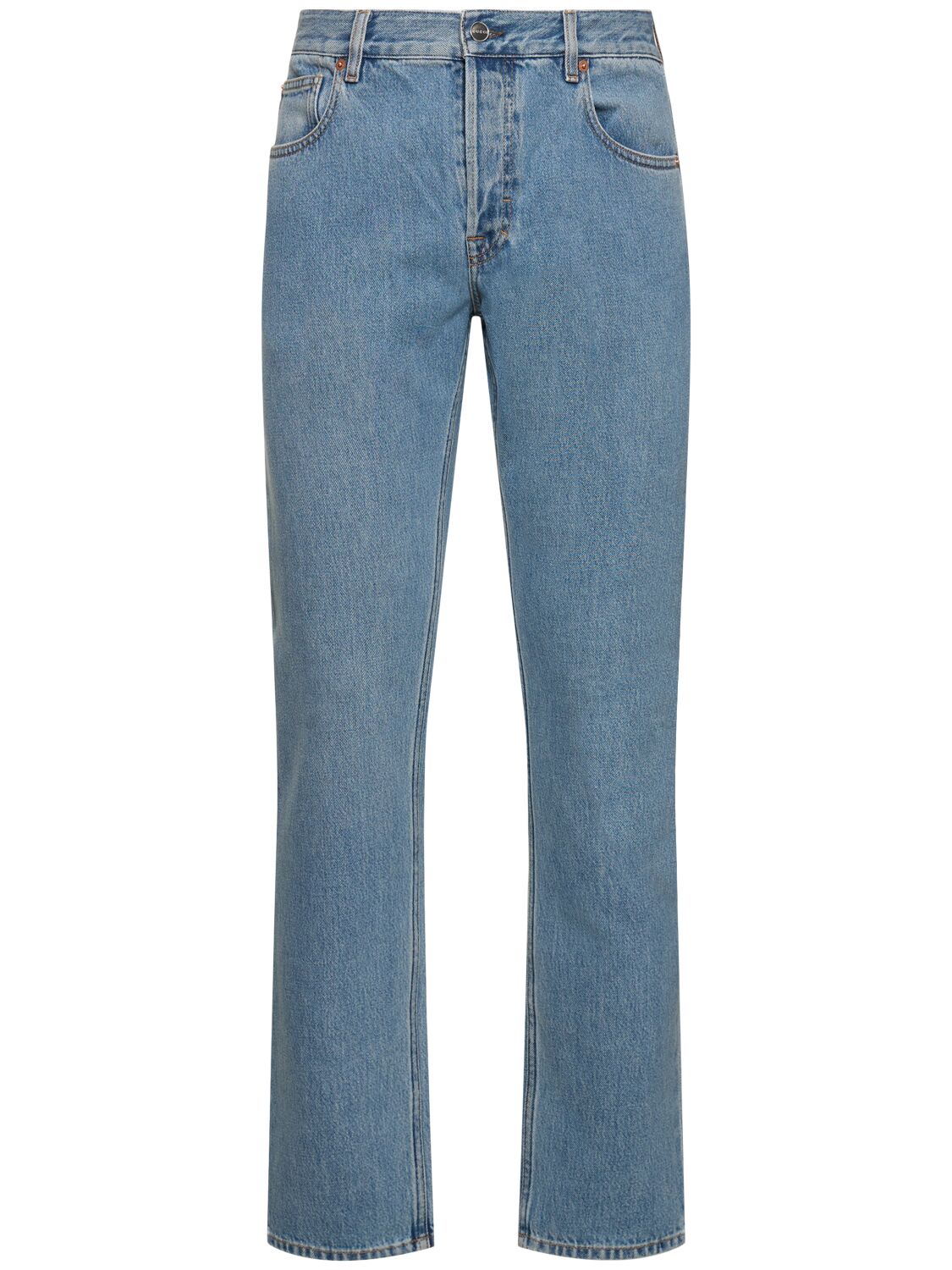 Gucci New Tapered Cotton Denim Jeans In Blue